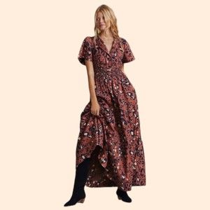 Anthropologie Maeve Somerset Leopard Maxi Dress